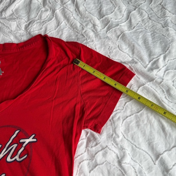 Majestic STL Cardinal Baseball Women's Red Caught Looking Tee V Neck - Picture 6 of 9
